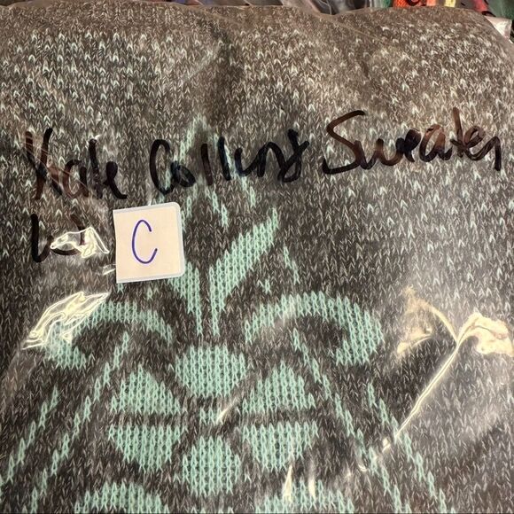 KATE COLLINS Vintage Gray Blue Floral Long Crewneck Sweater Women’s Size Small - Picture 14 of 14